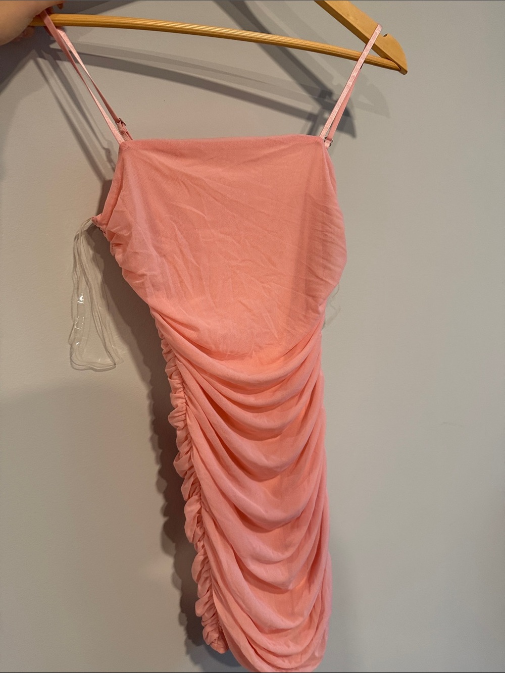 privy Pink Ruched One-Shoulder Dress